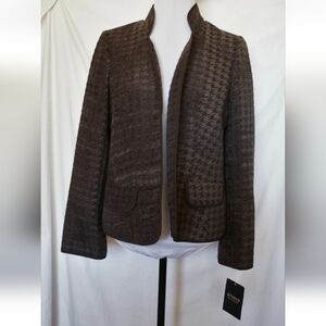 Studio by Liz Claiborne Refined Romance Houndstooth Jacket Women's 12 Brown